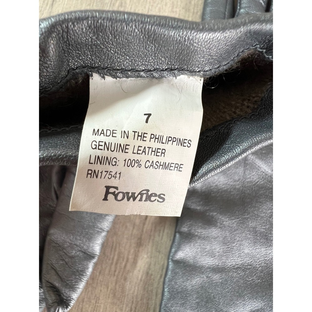 Fownes Metallic Silver Pewter Leather Cashmere Lined Gloves Size 7 RN17541 - Picture 6 of 6